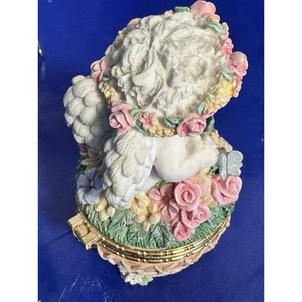 Dreamsicles collection resin angel trinket box hinged flower basket‎ 10355